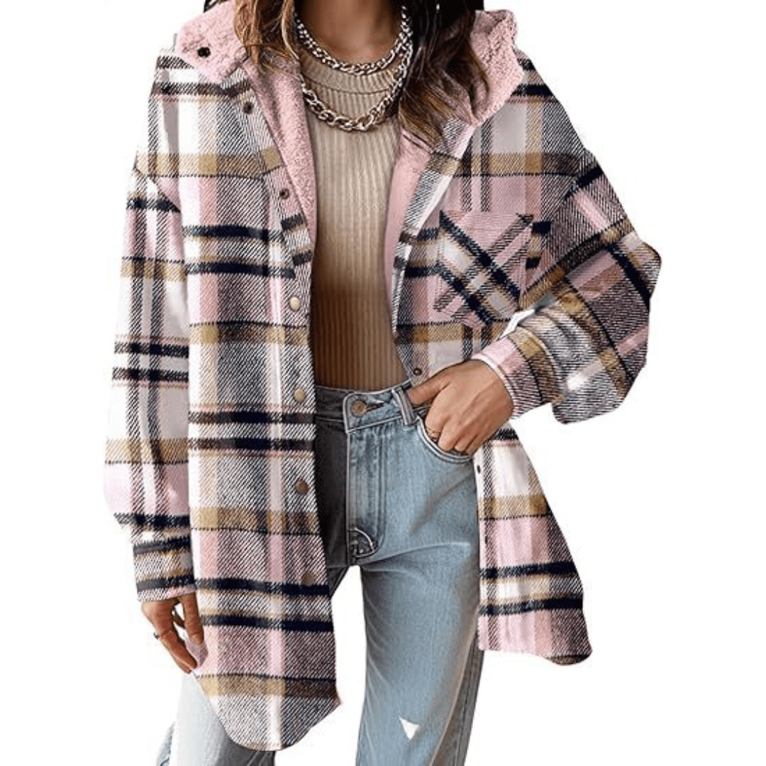 TALLULAH™ - Relaxed Fit Hooded Plaid Jacket
