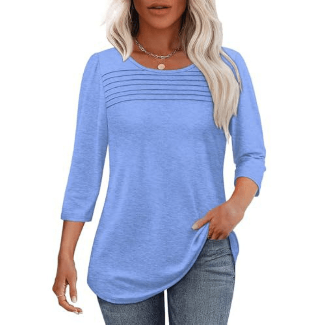 TESSARA™ – Casual Pleated Front Spring Top